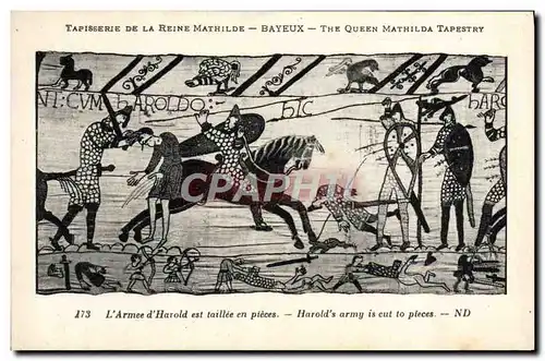 Cartes postales Tapisserie de la Reine Mathilde Bayeux L'armee d'Harold est taillee en pieces