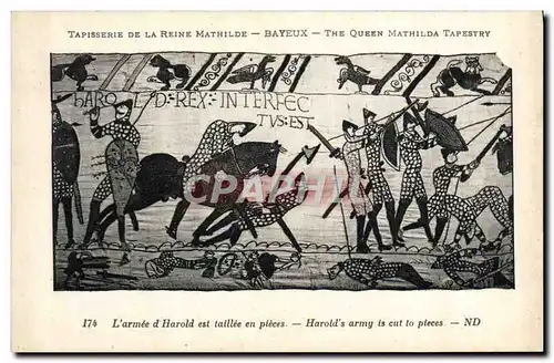 Cartes postales Tapisserie de la Reine Mathilde Bayeux L&#39armee d&#39Harold est taillee en pieces