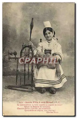 Cartes postales Jeune Fille a son Rouet Enfant Folklore