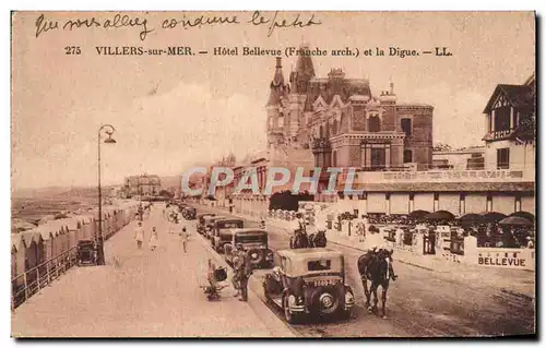 Cartes postales Villers sur Mer Hotel Bellevue et la Digue Cheval Automobile