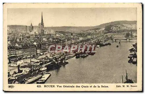 Cartes postales Rouen Vue Generale des Quais et de la Seine