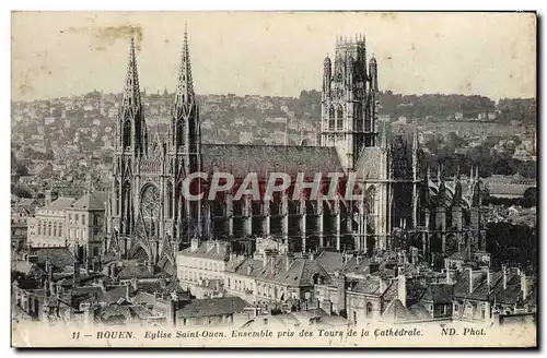 Cartes postales Rouen Eglise Saint Ouen Ensemble pris des tours de la cathedrale