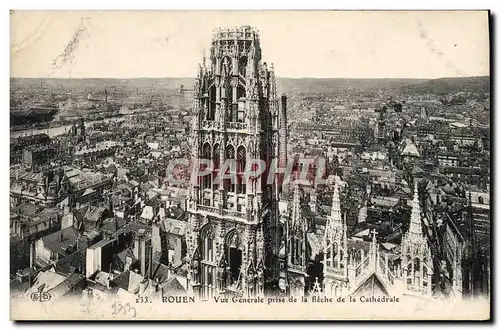 Ansichtskarte AK Rouen Vue Generale Prise de la fleche de la Cathedrale