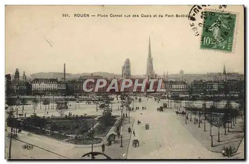 Cartes postales Rouen Place Carnot vue des Quais et du Pont Boieldieu