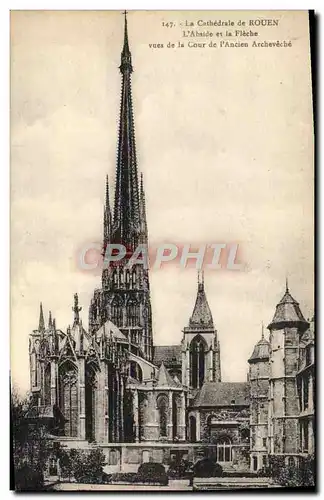 Cartes postales La Cathedrale de Rouen L&#39abside et la fleche vues de la cour de l&#39ancien archeveche