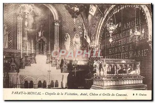Cartes postales Paray le Monial Chapelle de la Visitation Autel Chasse et Grille du couvent