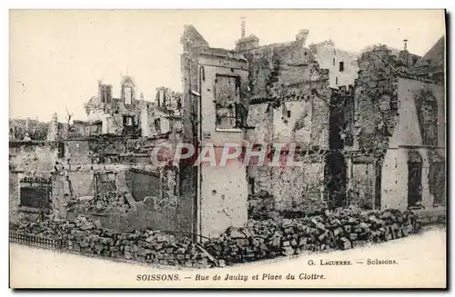 Cartes postales Soissons Rue de Jaulzy et Plage du Cloitre Militaria