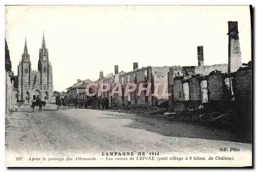 Cartes postales Campagne Lepine Les Ruines Militaria Chevayx Attelage