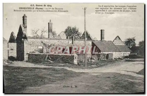 Cartes postales Charleville Maisons Incendiees Militaria