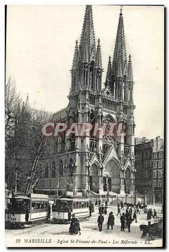 Ansichtskarte AK Marseille Eglise St Vincent de Paul Tramway