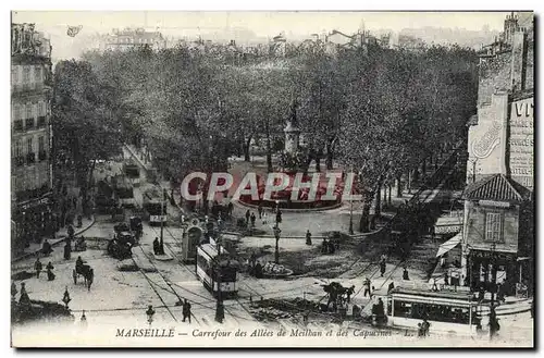 Ansichtskarte AK Marseille Carrefour des Allees de Meilhan et des Capucines Tramway