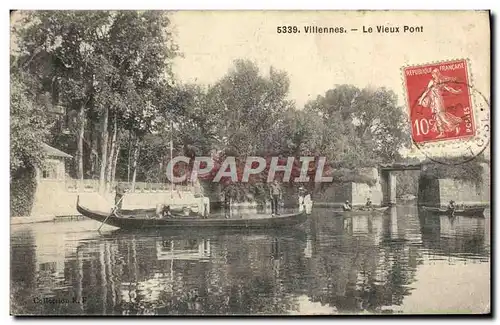 Cartes postales Villennes Le Vieux Pont Barque