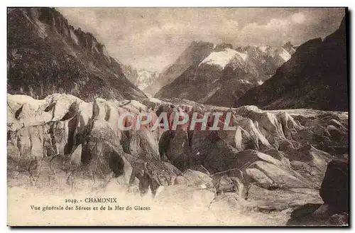 Cartes postales Chamonix Vue generale des Seracs et de la Mer de Glaces