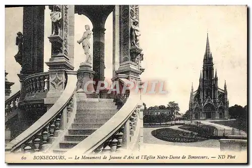 Cartes postales Bonsecours Le Monument de Jenne d&#39Arc et l&#39Eglise Notre Dame