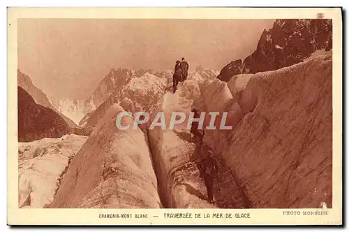 Ansichtskarte AK Chamonix Mont Blanc Traversee De La Mer De Glace Alpinisme