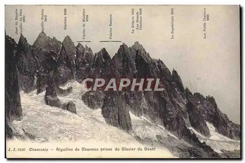 Cartes postales Chamonix Aiguilles de Charmoz Prises du Glacier du Geant