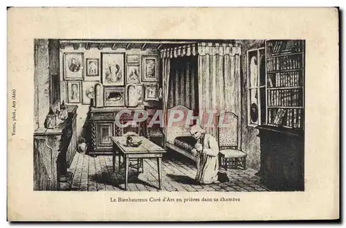 Cartes postales Le Bienheureux Cure d'Ars en prieres dans sa Chambre