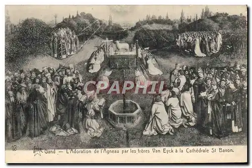 Cartes postales Gand L&#39Adoration de l&#39Agneau par les freres Van Eyck a la cathedrale St Bavon