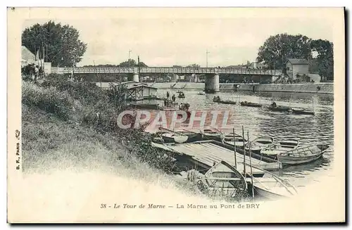 Ansichtskarte AK Le Tour de Marne La Marne au Pont de Bry Bateaux