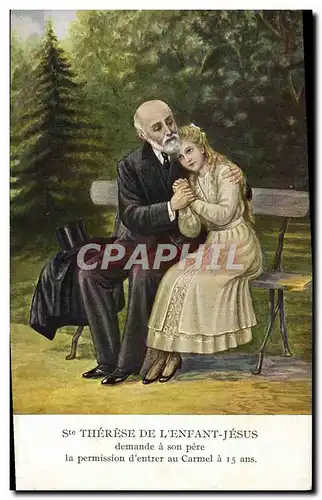 Cartes postales Saint Therese De L'Enfant Jesus demande a son pere la permission d'entrer au Carmel a 15 a