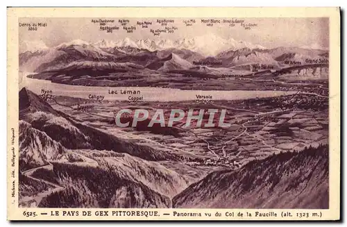 Cartes postales Le Pays de Gex Pittoresque Panorama vu du Col de la Faucille