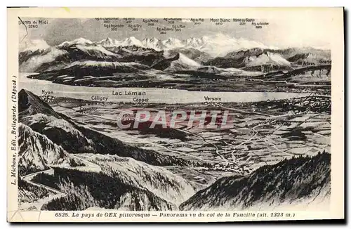 Cartes postales Le Pays de Gex Pittorsque Panorama vu du Col de la Faucille