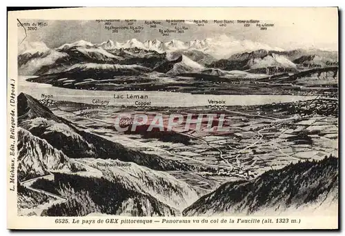 Cartes postales Le Pays de Gex Pittorsque Panorama vu du Col de la Faucille