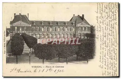 Cartes postales Torigni place et Chateau