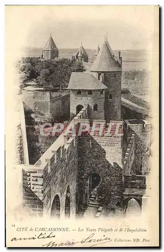 Cartes postales Cite de Carcassonne Les Tours Visigoth et de l&#39Inquisition