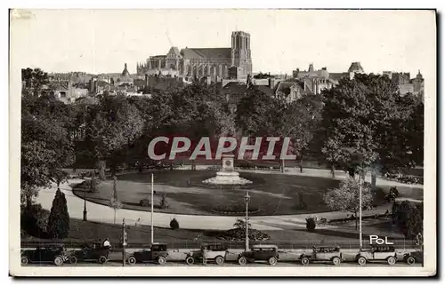 Moderne Karte Reims Vue Generale Au Premier plan le Jardin Colbert Automobile