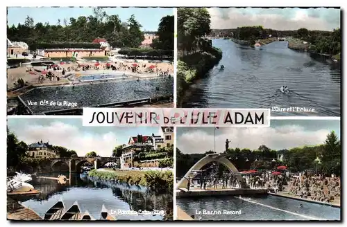 Moderne Karte Souvenir de L&#39Isle Adam Vue generale de la plage L&#39Oise et l&#39ecluse Bassin record