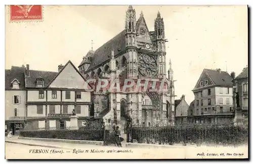 Cartes postales Vernon Eglise Et Maisons environnantes