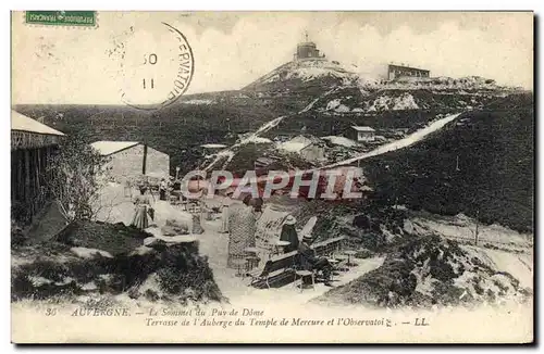 Ansichtskarte AK Auvergne Le Sommet du Puy de Dome Terrasse de l&#39auberge du temple de Mercure et l&#39eobserva