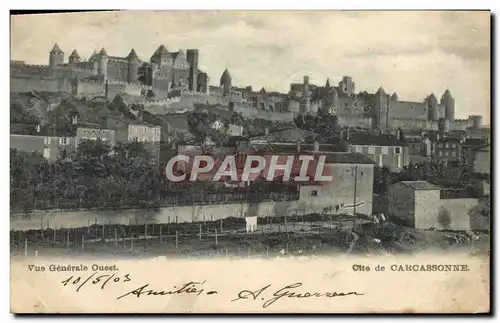 Cartes postales Vue Generale Ouest Cite de Carcassonne