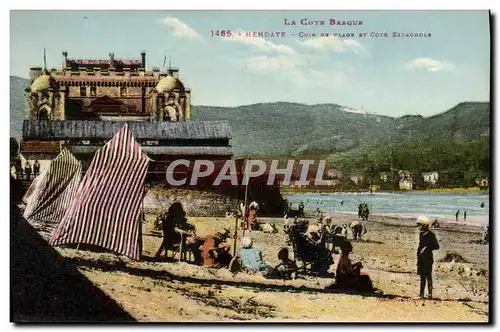 Cartes postales Hendaye Coin de Place et cote espagnole