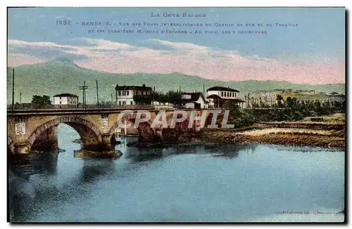 Cartes postales Hendaye Vue des Ponts Internationale du chemin de fer et du tramway et les premieres maisons d&#