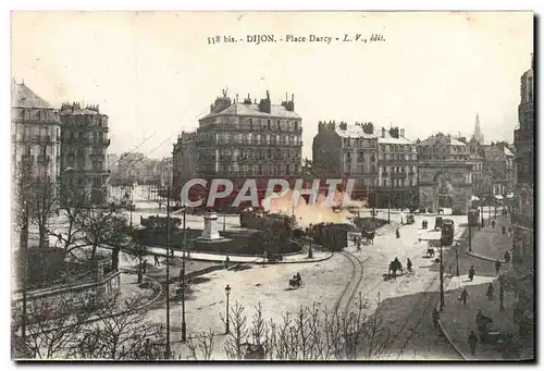 Cartes postales Dijon Place Darcy train a vapeur