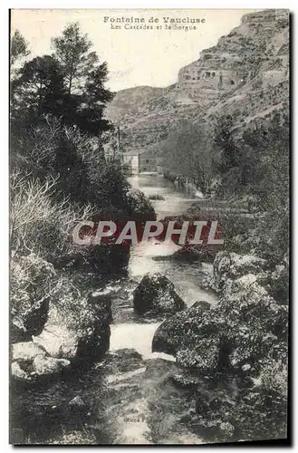 Cartes postales Fontaine de Vaucluse Les cascades et la Sorgue