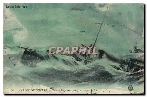 Cartes postales Marine de Guerre Contre Torpilleur par gros temps