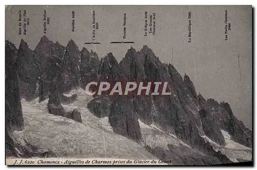 Cartes postales Chamonix aiguilles de Charmoz prises du Glacier du Geant