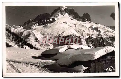 Cartes postales Argentiere en hiver Chalets et Aiguille Verte