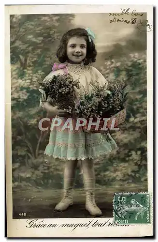 Cartes postales Fantaisie Enfant Grace au Muguet