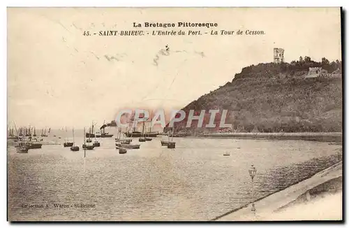 Ansichtskarte AK Saint Brieuc L&#39Entree du Port La Tour de Cesson Bateaux