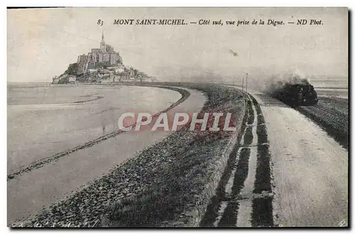 Ansichtskarte AK Mont Saint Michel Cote sud vue prise de la Digue Train