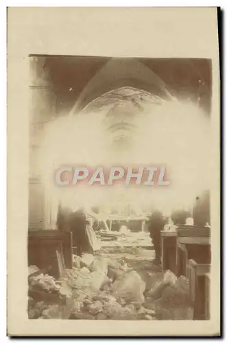 CARTE PHOTO Eglise bombardee Militaria