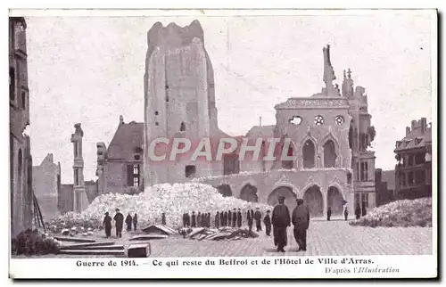 Ansichtskarte AK Guerre Ce Qui Reste du Beffrii et de L&#39Hotel de Ville d&#39Arras