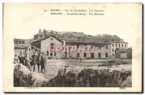 Ansichtskarte AK Reims Rue de Neufchatel Les Casernes Militaria