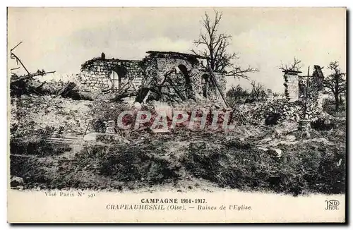 Ansichtskarte AK Crapeaumesnil Ruines de L&#39Eglise Militaria