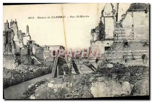 Cartes postales Ruines de Cambrai Rue St Martin