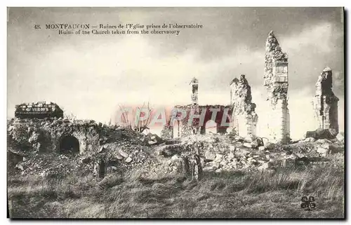 Ansichtskarte AK Montfaucon Ruines de L&#39Eglise Prise de l&#39observatoire Militaria